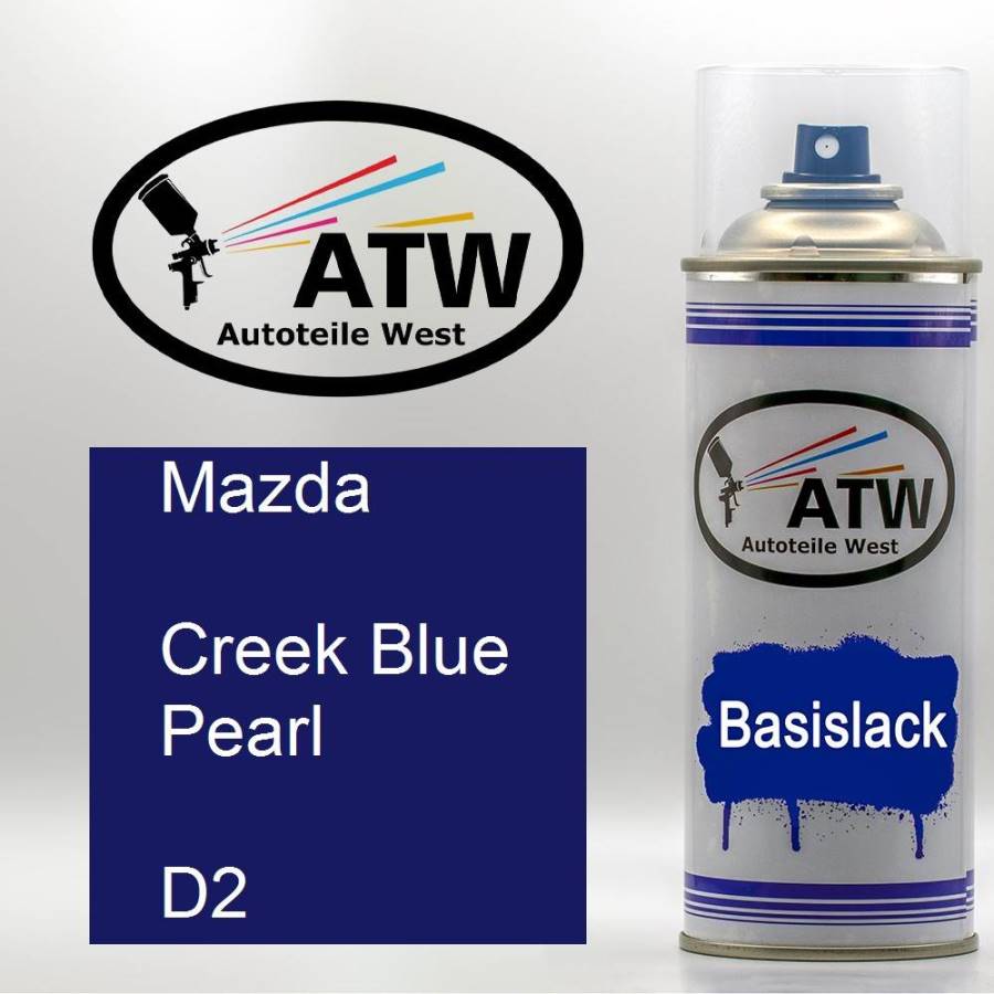 Mazda, Creek Blue Pearl, D2: 400ml Sprühdose, von ATW Autoteile West.